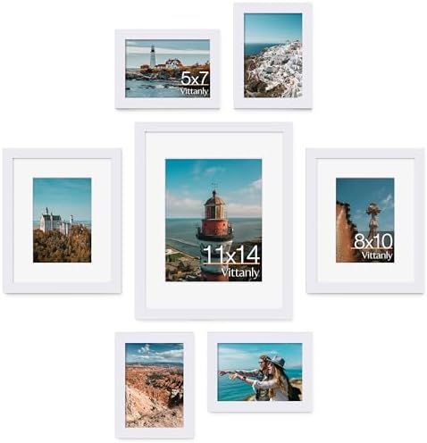 Vittanly 7 Pack Picture Frames Collage Wall Decor, White by Vittanly