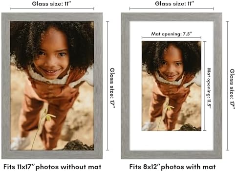 Americanflat 11x17 Picture Frame - Matted to 8x12 - Grey Wood - Image 2