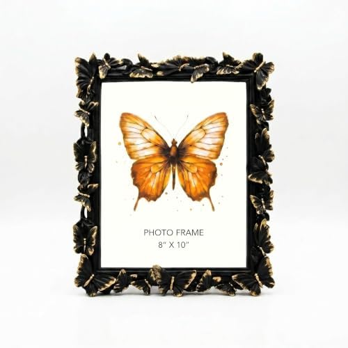 Black 8X10 Vintage Picture Frames Gold Butterfly Elegant Retro European Design, Antique Photo Frame for Wall Hanging and Tabletop Display, Retro Design Home Decor by Yanoayimo