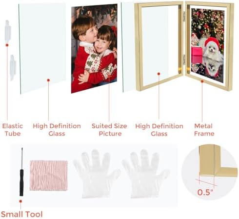Golden State Art 5x7 Hinged Metal Picture Frame, Light Gold, Tabletop - Image 2