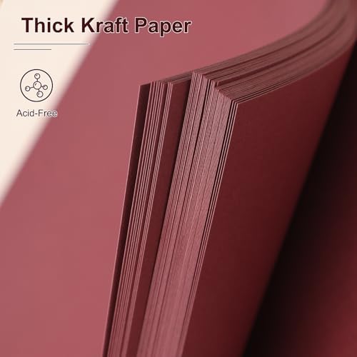 Scrapbook Album 10x10 Inches 100 Pages Hardcover Kraft Paper Red - Image 4
