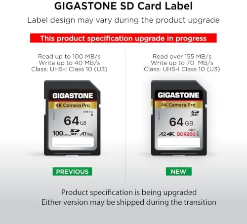 【5-Years Data Recovery】 GIGASTONE 64GB SD Card, 4K Camera Pro, Speed Up to 155MB/s, UHS-I A1 V30 SDXC Memory Card 4K UHD Video Compatible with Digital Camera, with 1 Mini Case - Image 3