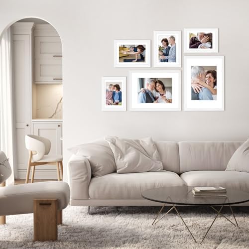 8.5x11 Picture Frame Set of 6, Certificate Document Frame, Diploma Frame, Display Pictures 8.5x11 Without Mat, White - Image 2