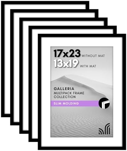 Americanflat 17x23 Poster Frame 5-Pack - Matted to 13x19 - Black by Americanflat