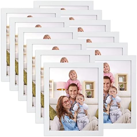 Giftgarden White 8x10 Picture Frame Pack of 12, Multi White Woodgrain 8 by 10 Photo Frames Bulk for Wall or Tabletop Display by Giftgarden