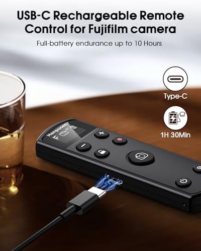 for Fujifilm Camera Remote Control, Hanpusen Rechargeable Wireless Shutter Release with OLED Screen for Fujifilm X100 VI/X-M5/X-T30 II/X-E5/X-T5/X half/X-H2S/X-T30/X-T4/X-T3/X-S20/X-S10/X-T50/X-H2 - Image 2