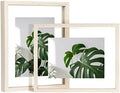 Egofine 8x10 Floating Frames Set of 2, Double Plexiglass Picture Frame, Made of Solid Wood Display Any Size Photo up to 8x10, Wall Mount or Tabletop Standing, Beige by Egofine