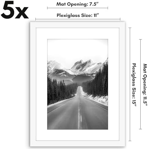 Americanflat 11x15 Picture Frame 5-Pack - Matted to 8x12 - White - Image 2