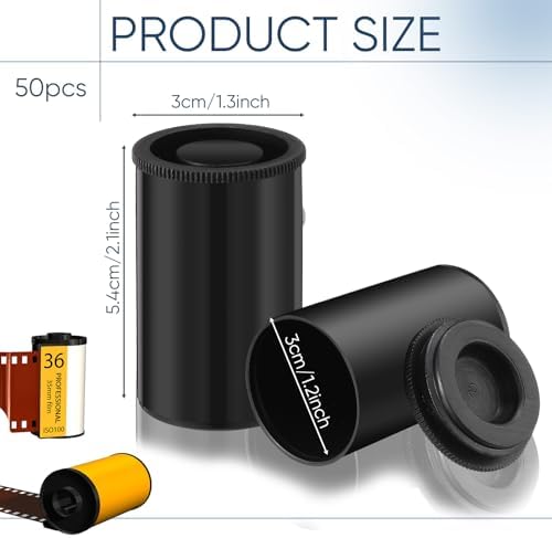 Wenqik 50 Pcs Film Canisters with Caps for Rockets 35 mm Plastic Empty Film Canister Holder Camera Reel Containers for Beads Fish Hook Keys Small Accessories Storage(Black) - Image 2