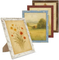 8x10 Rustic Farmhouse Picture Frames with Vintage Prints, Set of 4 by PUTHIAC