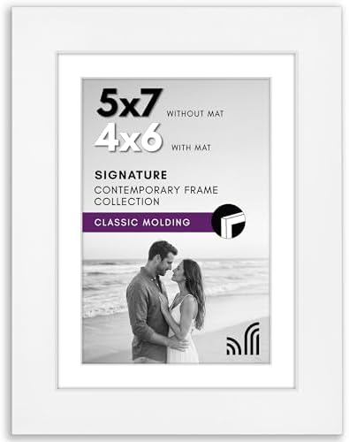 Americanflat 5x7 Picture Frame - Matted to 4x6 - Engineered Wood - White by Americanflat