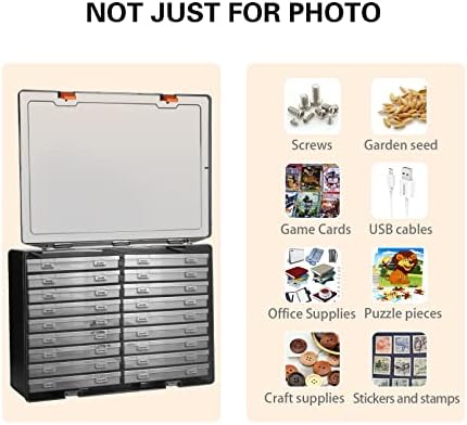 Photo Storage Box 4" x 6", 18 Inner Extra Large Photo Case Large Photo Organizer Acid-Free Photo Box Storage Photo Keeper Photo Storage Case, Plastic Craft Storage Box for Photo Stickers Stamps Seeds (Black, 18 Boxes) - Image 5