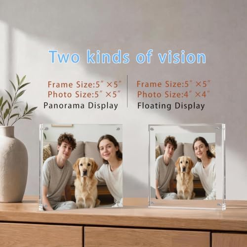 Meetu Acrylic 5x5 Picture Frame 5 Pack Clear Two Sided Desk Photo Frame Magnetic Frame Inner Size 4x4 with Gift Pack for Display Family Pictures Baby Photos Friends Pictures Pet Dog Picture - Image 5