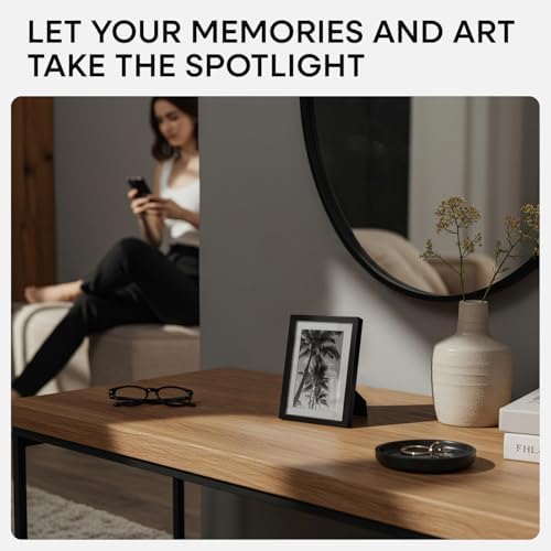 Homeforia 4x6 Black Picture Frame, High-End Metal, 3x5 Mat, Glass - Image 2