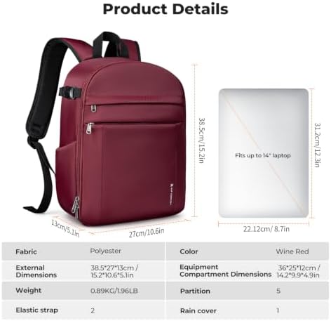 K&F CONCEPT Camera Backpack, DSLR/SLR/Mirrorless Photography Camera Bag - Image 3