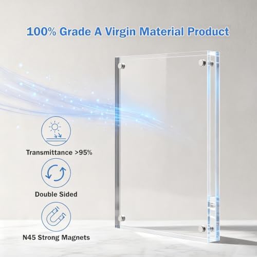 Meetu Acrylic Picture Frame 3.5 x 5 inch,2 Pack Clear Freestanding Double Sided 20mm Thickness Frameless Magnetic Photo Frames Desktop Display with Gift Box Package - Image 4