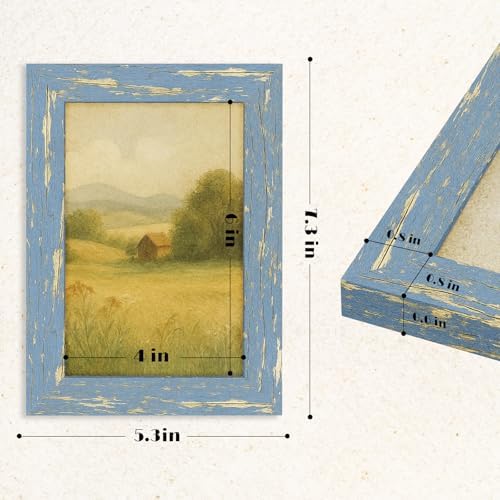 puthiac 4x6 Rustic Farmhouse Picture Frame, Denim Blue, 1 Pack - Image 5