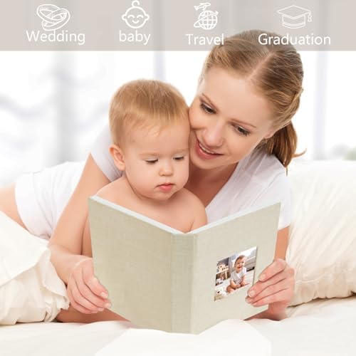 Artmag Mini Photo Album 4x6 50 Pockets 2 Pack, Linen Cover with Front Window Album Each Holds 52 Vertical Photos for Family Wedding Baby Children (Beige) - Image 5