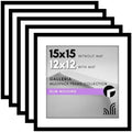 Americanflat 15x15 Picture Frame 5-Pack - Matted to 12x12 - Black by Americanflat