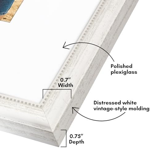 Americanflat 16x20 Vintage Picture Frame - Matted to 11x14 - White - Image 3