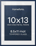 Homeforia 10x13 Blue Picture Frame, High-End Metal, 8.5x11 Mat, Glass by Homeforia