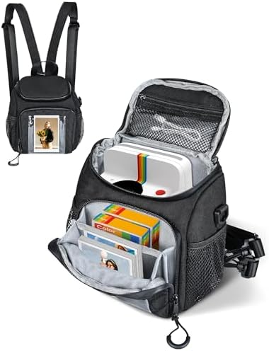 PLOZANO Shockproof Camera Sling Bag Compatible with Polaroid Now 3rd2nd Gen, Now+, Go Gen 2 OneStep Instant Camera, Crossbody Small Camera Backpack, Camera Carrying Case for Accessories & Film (7x5x8) by PLOZANO