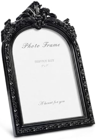 Cuspin 5x7 Black Picture Frame Vintage Ornate Arched Gothic Photo Frame by Cuspin