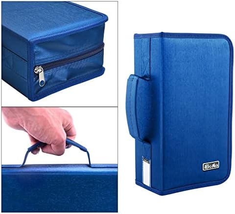 Siveit CD Case DVD Storage Holder, CD/DVD Case Wallet 128 Capacity DVD Cases Organizer CD Binder, Portable CD Wallet for Home Travel (Black binder, Blue) - Image 3