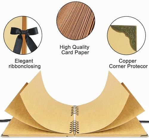 Large Scrapbook Album, 10"x12" Scrap Book, 60 Pages Blank Scrapbook, Thick 250gsm Kraft Paper, Art Supplies for DIY Crafts, Guest Books, Traveling, Birthday & Holiday Gifts. - Image 3