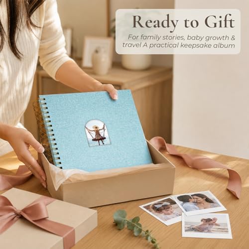 Vienrose Scrapbook Album,40 Pages,10x10 Inch,Light Blue - Image 6