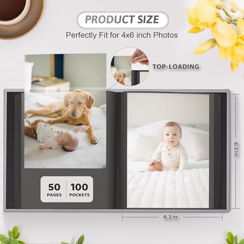 Popotop 4x6 Photo Album Holds 100 Pictures, Vegan Leather Hardcover - Image 3
