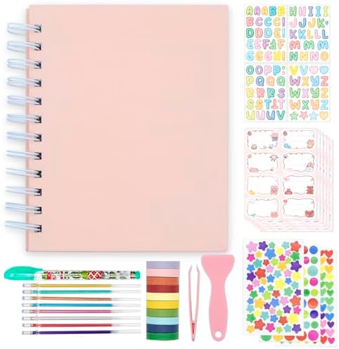 Scrapbook Self Adhesive Photo Album 25 Pages Hard Cover DIY Photo Album for Instant Camera Print Paper with DIY Accessories (Pink) by Hearoo