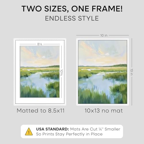 Homeforia 10x13 White Picture Frame, High-End Metal, 8.5x11 Mat, Glass - Image 2