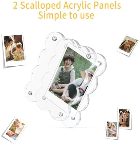 5 Pack 2.36 x 3.54 Acrylic Magnetic Frames Refrigerator Scalloped - Image 3