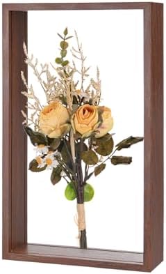 M METERXITY 1-Pack Dried Flower Frame, 7 x 12 Inch Double Acrylic Wooden Dried Flower Photo Floating Frame for Tabletop/DIY/Handicrafts [Wine Red] by MMETERXITY