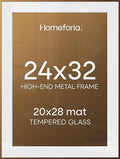 Homeforia 24x32 Bronze Poster Frame, High-End Metal, 20x28 Mat, Glass by Homeforia