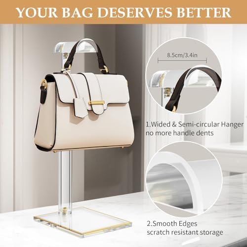 4 Pack Clear Acrylic Purse Display Stands, 14" - 24" Adjustable Height Handbag Holder, Bags Rack Stand, Tabletop Hanging Organizer for Counter Retail Store Boutique Closet Photography - Image 4