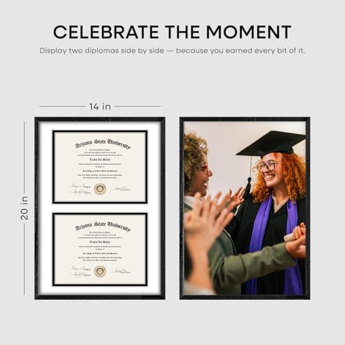 Homeforia 14x20 White Oak Diploma Frame, High-End Wood, 8.5x11 Mat, Glass - Image 5
