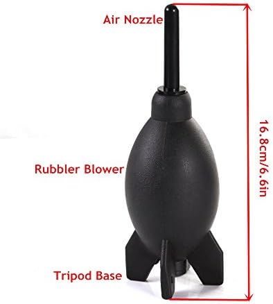 FocusFoto PRO 6.6 Inch Rubber Rocket Air Blower Duster Cleaner Dust Cleaning for DSLR Camera CCD Lens Keyboard Black - Image 4