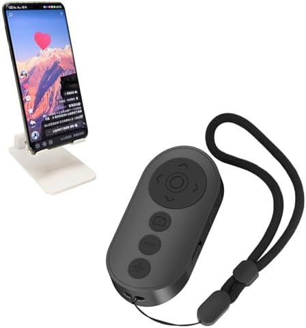 Remote Control for TikTok,Wireless Camera Remote Control with Folding Adjustable Phone Stand,Phone Remote Zoom in/Out for Android & iPhone,Camera Shutter Selfie, Scrolling Ring for TIK Tok, Black by Aistraunix