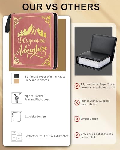 Adventure Leather Photo Album 4x6 200 Photos, DIY Scrapbook with 50 Sheets and 20 Blank Kraft Sheets, Travel Souvenir Diary Photo Book for Family Wedding Baby and Holiday Pictures - Image 6