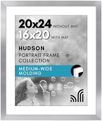 Americanflat 20x24 Poster Frame - Matted to 16x20 - Silver by Americanflat