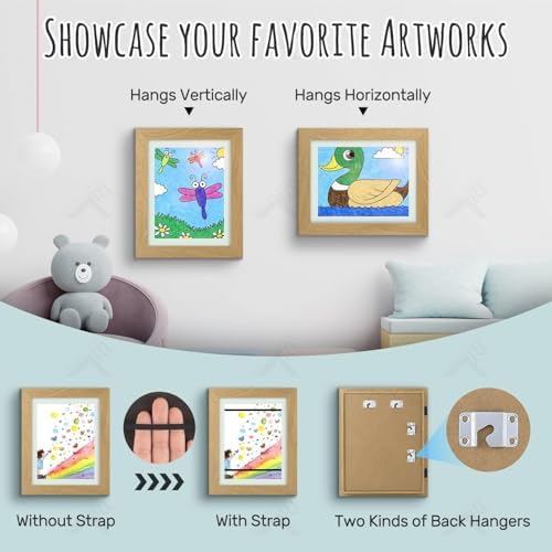 2 Pack 8.5x11 Front-Opening Kids Artwork Frames Changeable (Brown) - Image 2