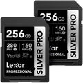 Lexar 256GB 2-Pack Silver PRO SD Card, 280MB/s Read, 4K, V60, U3, UHS-II by Lexar