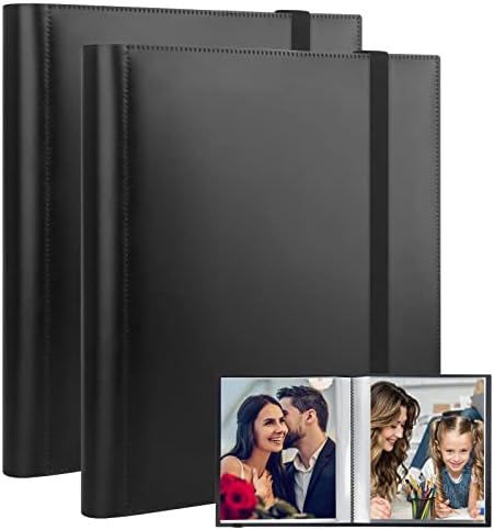 Aevdor 2 Pack 8.5x11 Photo Albums, Holds 136 Photos, Art Portfolio, Black by Aevdor