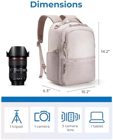 BAGSMART 2 in 1 Camera Backpack for DSLR, Fits 12.9" iPad, Coffee Brown - Image 3