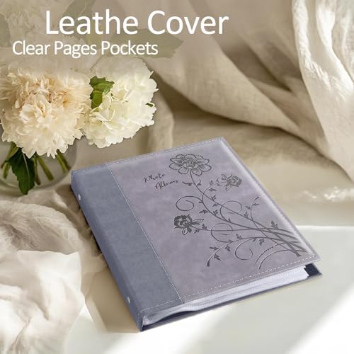 Photo Album 8x10 2 Packs Clear Pages Pockets Leathe Cover Slip Slide in Photo Album Each Holds 50 Vertical 8x10 Photos Picture Book for Wedding Family (Grey) - Image 4