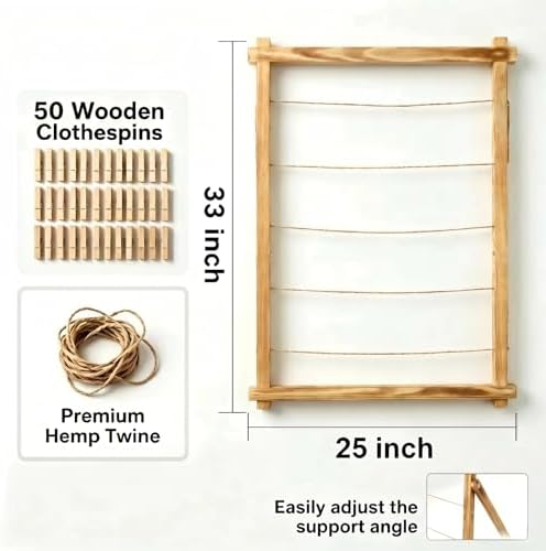 2026 Graduation Decorations Freestanding Wooden Photo Display Board with Clips - Class of 2026 Graduation Centerpiece Table Decorations,Large Picture Frame Collage Holds 30+ Photos (Carbonized Brown) - Image 2