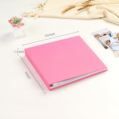 Mublalbum 8x8 Inch 3 Ring DIY Scrapbook Photo Album 40 Pages, Pink - Image 2