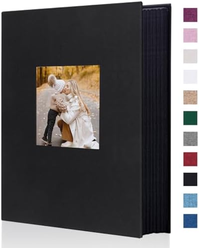 Artmag Fabric Photo Album 4x6 300 Large Capacity for Family Wedding Anniversary Linen Album Holds 300 Horizontal Photos (300 Pockets, Black) by Artmag